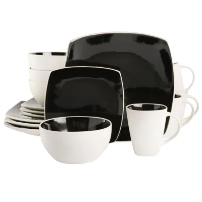Gibson Elite 16 Piece Stoneware Dinnerware Set In Black/white