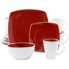 Gibson Elite 16 Piece Stoneware Dinnerware Set In Red
