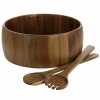 Gibson Elite 3 Piece Acacia Wood Salad Bowl And Spoon Set In Brown