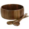 Gibson Elite 3 Piece Acacia Wood Salad Bowl And Spoon Set In Brown