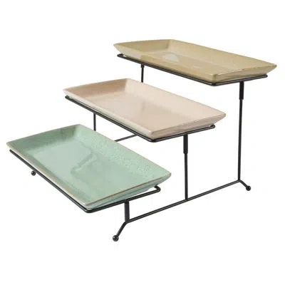 Gibson Elite 3 Tier Serving Platter Set, Tiered Serving Tray For Party In Multicolor