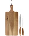 Gibson Elite 3pc Acacia Wood Serving Board With Carving Knife & Fork In Brown