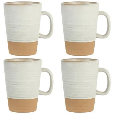 Gibson Elite 4 Pack Dreamweaver Terracotta Reactive 17 oz Mug Set - Sand Cream In Brown;white