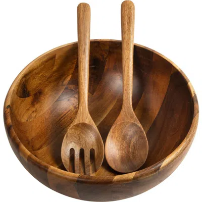 Gibson Elite Akron Mill 3-piece Acacia Wood Salad Bowl With Servers In Brown