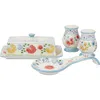 Gibson Elite Anaya 5 Piece Hand Painted Stoneware Table Accessory Set In Multi