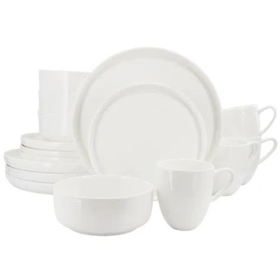 Gibson Elite Annual Rings 16 Piece Bone China Dinnerware Set In White