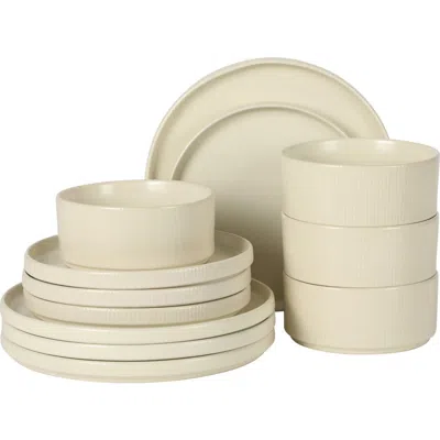 Gibson Elite Avant-garde 12-piece Reactive Glaze Stoneware Dinnerware Set In Neutral