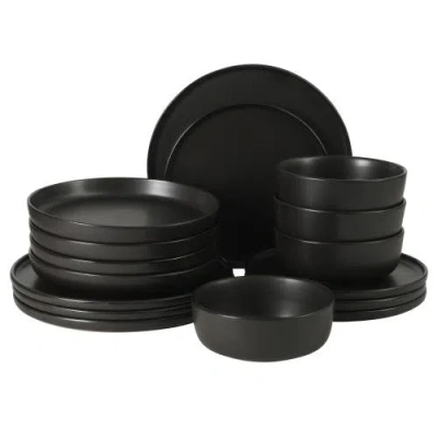 Gibson Elite Bayou Moon 16-piece Matte Reactive Glaze Stoneware Dinnerware Set In Black