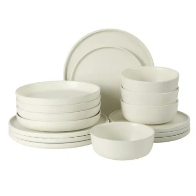 Gibson Elite Bayou Moon 16-piece Matte Reactive Glaze Stoneware Dinnerware Set In White