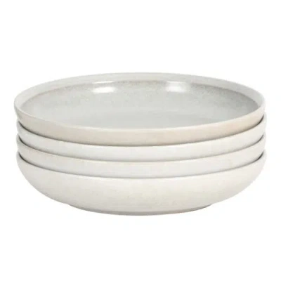 Gibson Elite Beckett 4-piece Stoneware Shallow Pasta Bowls Set, Microwave & Dishwasher Safe In White