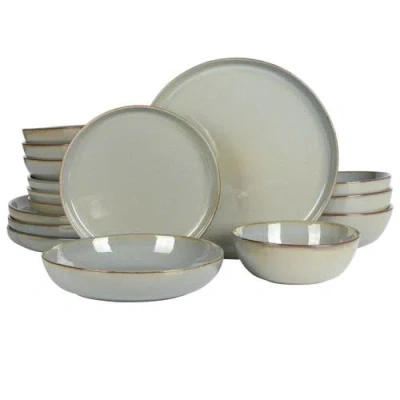 Gibson Elite Berea Plates And Bowls Reactive Glaze Round Dishes Stoneware Ceramic Dinnerware Set -gr In Green