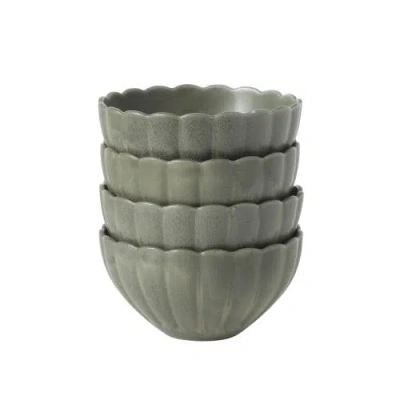 Gibson Elite Bistro Fleur Stoneware Cereal Bowls Set In Green