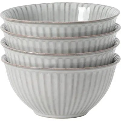 Gibson Elite Bistro Linea Cereal Bowls, Stoneware Soup Bowls, Cream Reactive Glaze Ribbed Bowl Set In Gray