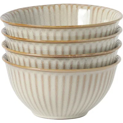 Gibson Elite Bistro Linea Stoneware Reactive Glaze Ribbed Cereal Bowl, Set Of 4 In Neutral