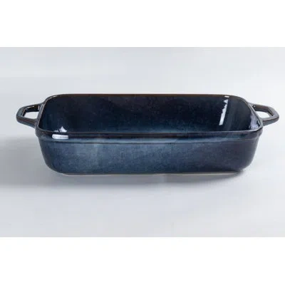Gibson Elite Casserole Dish, Oven Safe Ceramic Stoneware Baking Dish, Lasagna Pan — Reactive Glaze, With Handles, In Blue
