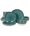 Gibson Elite Clarina Stoneware 16 Pc. Dinnerware Set, Service For 4 In Teal