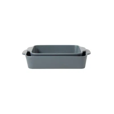 Gibson Elite Claybrook 2-piece Stoneware Baking Dishes With Handles In Blue