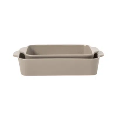Gibson Elite Claybrook 2-piece Stoneware Baking Dishes With Handles In Brown