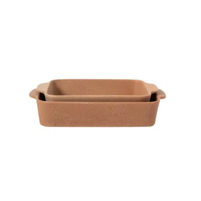 Gibson Elite Claybrook 2-piece Stoneware Baking Dishes With Handles In Brown