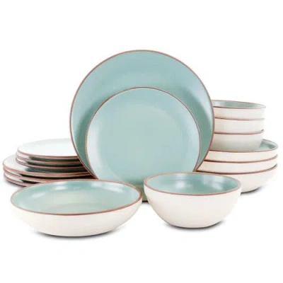 Gibson Elite Contempo Classic 16 Piece Round Terracotta Dinnerware Set In Green