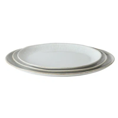 Gibson Elite Dawson Mill 3-piece Oval Reactive Glaze Stoneware Serving Platter Set In White