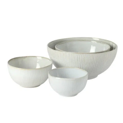 Gibson Elite Dawson Mill 4-piece Round Reactive Glaze Stoneware Nesting Bowl Set In White