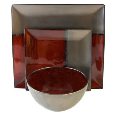 Gibson Elite Decadence 12-piece Square Dinnerware Set In Brown