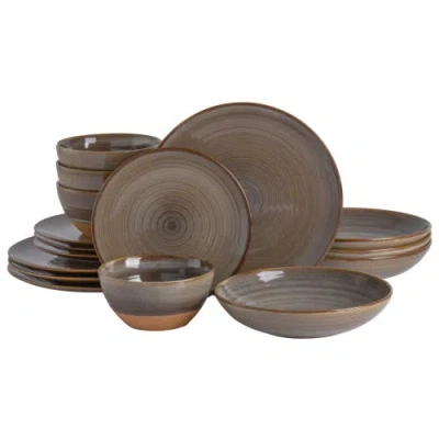 Gibson Elite Dreamweaver 16-piece Double Bowl Dinnerware Set, Service For 4 In Brown