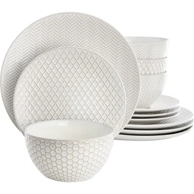 Gibson Elite Earlhart 12 Piece Stoneware Dinnerware Set In Gray