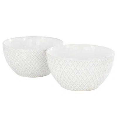 Gibson Elite Earlhart 2 Piece 6 Inch Ribbed Stoneware Cereal Bowl Set In White