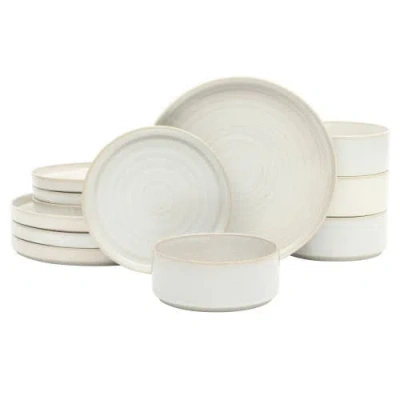 Gibson Elite Echo Bay 12-piece Reactive Glaze Porcelain Dinnerware Set In White