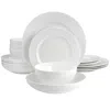 Gibson Elite Embossed Bone China 16 Piece Double Bowl Dinnerware Set In White