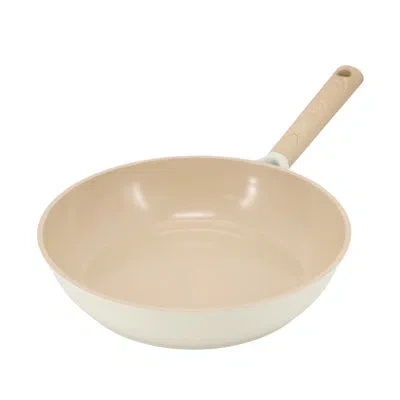 Gibson Elite Folkstone 10 Inch Ceramic Nonstick Cast Aluminum Frypan In Beige In Cream
