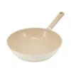 Gibson Elite Folkstone 10 Inch Ceramic Nonstick Cast Aluminum Frypan In Beige In White