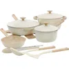 Gibson Elite Folkstone 13 Piece Ceramic Nonstick Cast Aluminum Cookware Set In White