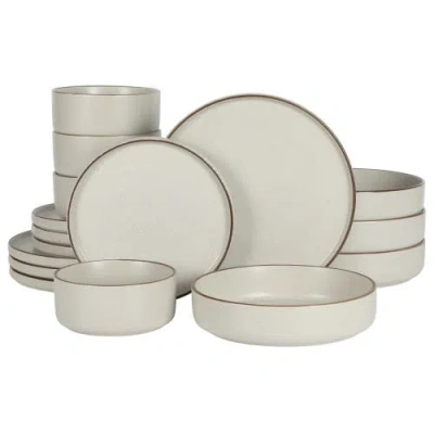 Gibson Elite Gelston Stoneware Matte Reactive Glaze Plates And Bowl Dinnerware Set In White