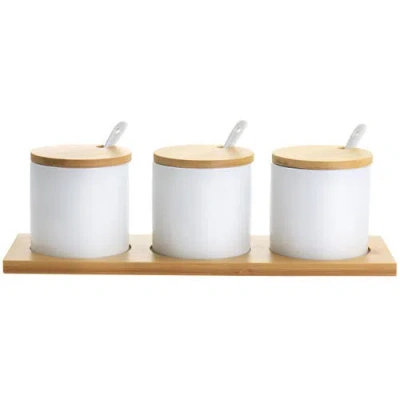 Gibson Elite Gracious Dining 10 Piece Fine Ceramic Condiment Jars Serving Set In White