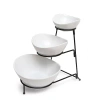 Gibson Elite Gracious Dining 3 Tier Bowl Server Set With Metal Stand In White