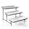 Gibson Elite Gracious Dining 3-tiered Plate Set With Metal Stand In White