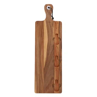 Gibson Elite Gracious Dining 4 Piece Acacia Wood Charcuterie Board With Cheese Knives In Brown