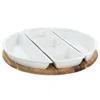 Gibson Elite Gracious Dining 4 Piece Fine Ceramic Sectional Tray Set With Acacia Wood Base In White