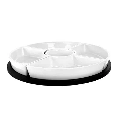 Gibson Elite Gracious Dinning Divided Serving Dish In Black;white