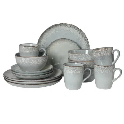 Gibson Elite Jasper 16 Piece Plates And Bowls Reactive Glaze Dishes Stoneware Ceramic Dinnerware Set In Gray