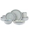 Gibson Elite Juno Moon Double Bowl Reactive 16 Piece Dinnerware Set, Service For 4 In Blue