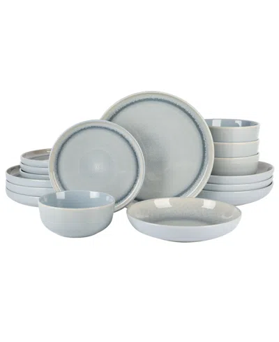 Gibson Elite Juno Moon Double Bowl Reactive 16 Piece Dinnerware Set, Service For 4 In Blue