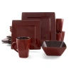 Gibson Elite Kiesling 16 Piece Hard Square Dinnerware Set In Red
