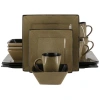 Gibson Elite Kiesling 16 Piece Hard Square Stoneware Dinnerware Set In Brown