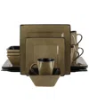 Gibson Elite Kiesling 16pc Hard Square Stoneware Dinnerware Set In Gray