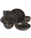 Gibson Elite Lagos Double Bowl-16 Piece Dinnerware Set, Service For 4 In Black