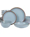 Gibson Elite Lagos Double Bowl-16 Piece Dinnerware Set, Service For 4 In Light Blue